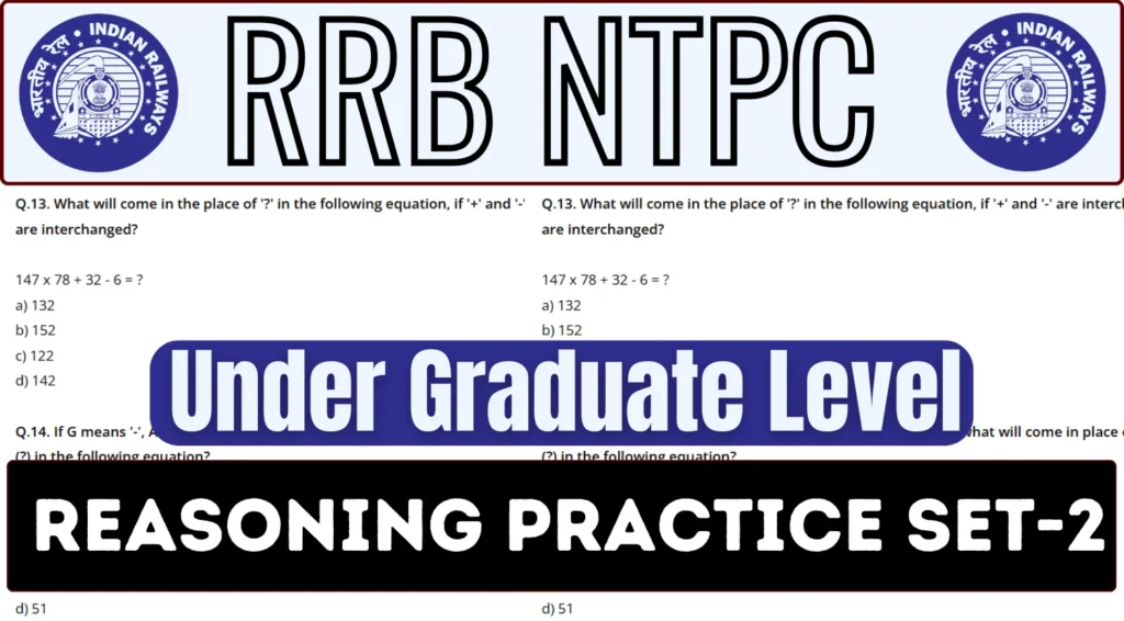 RRB NTPC Under Graduate Level Reasoning Practice Set-2 for CBT